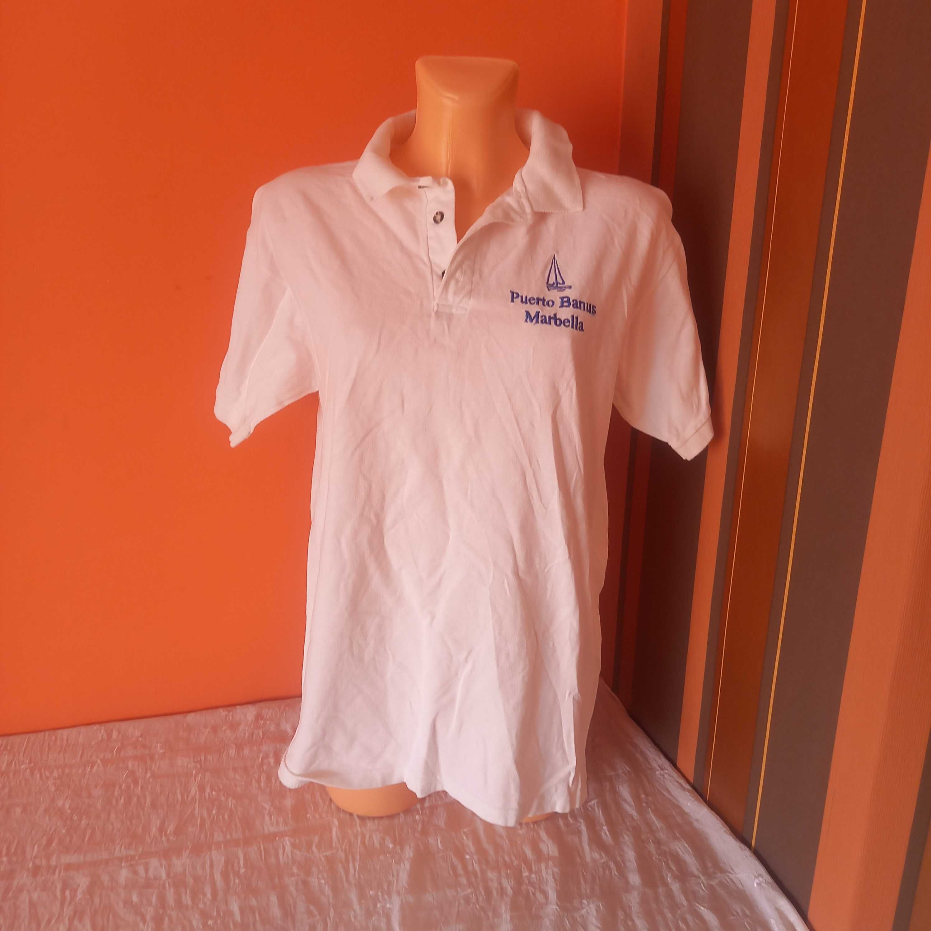 biała męska koszulka polo M