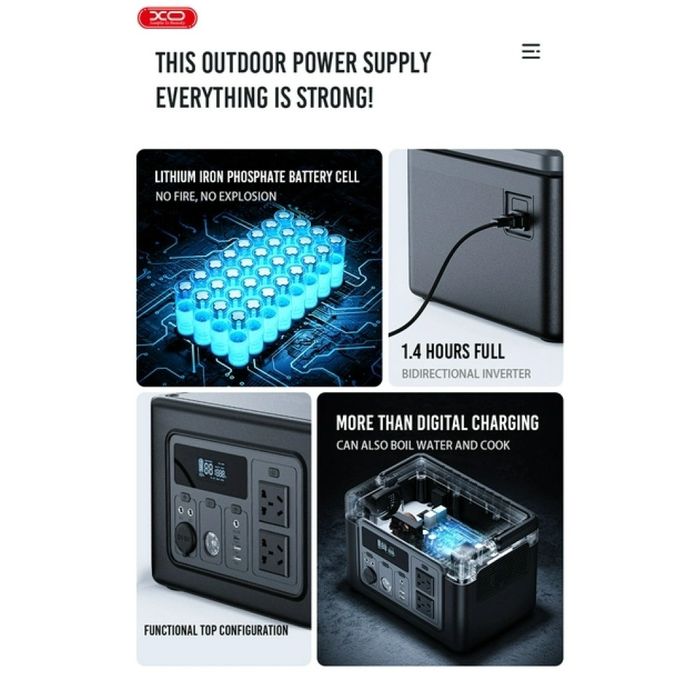 Портативна зарядна станція XO PSA-700W 192000mAh (220V 614W)