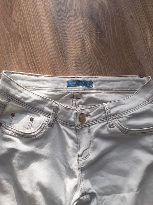 vintage białe spodnie biodrówki biel straight prosta nogawka miss rj p