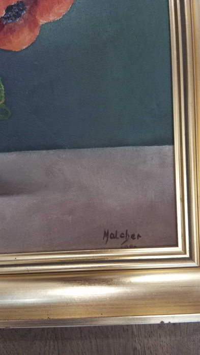 Obraz malowany maki Stanisław Malcher sygnatura