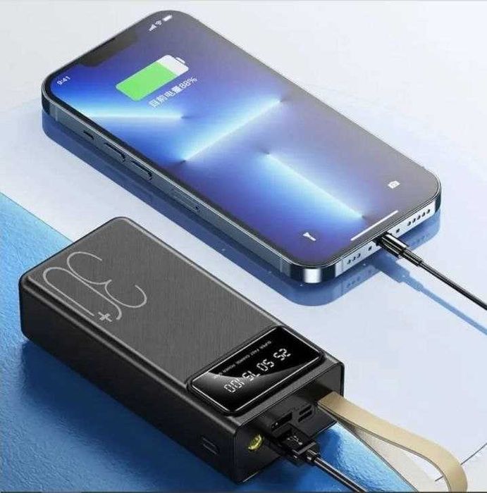 Повербанк зарядка павербанк 30000 реальних часов быстрая таепси ліхтар