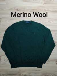 Ciemnozielony Sweter Z Wełny Merino Merynosów Polo Ralph Lauren