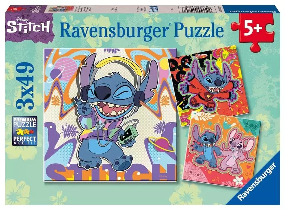 Puzzle dla dzieci 2D 3x49 Disney Stitch. Ravensburger
