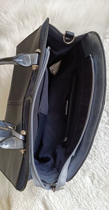 Torebka kuferek granatowo - niebieska