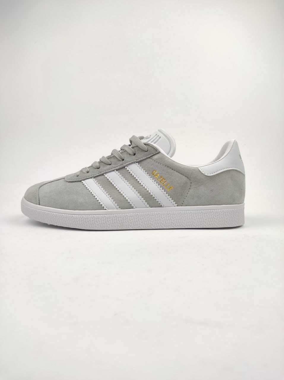 Чоловічі кросівки Adidas Gazelle сірий з білим  6352 НОВИЗНА