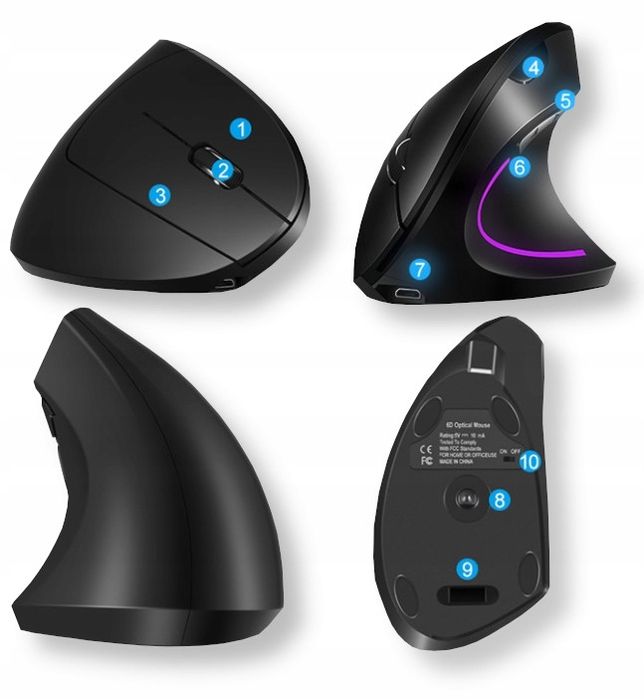 Ergonomiczna Bezprzewodowa Mysz Pionowa W2400