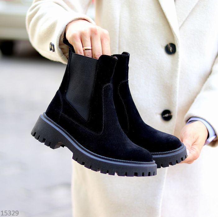 Черевики Челсі зимові, натуральна замша, ботинки челси замш