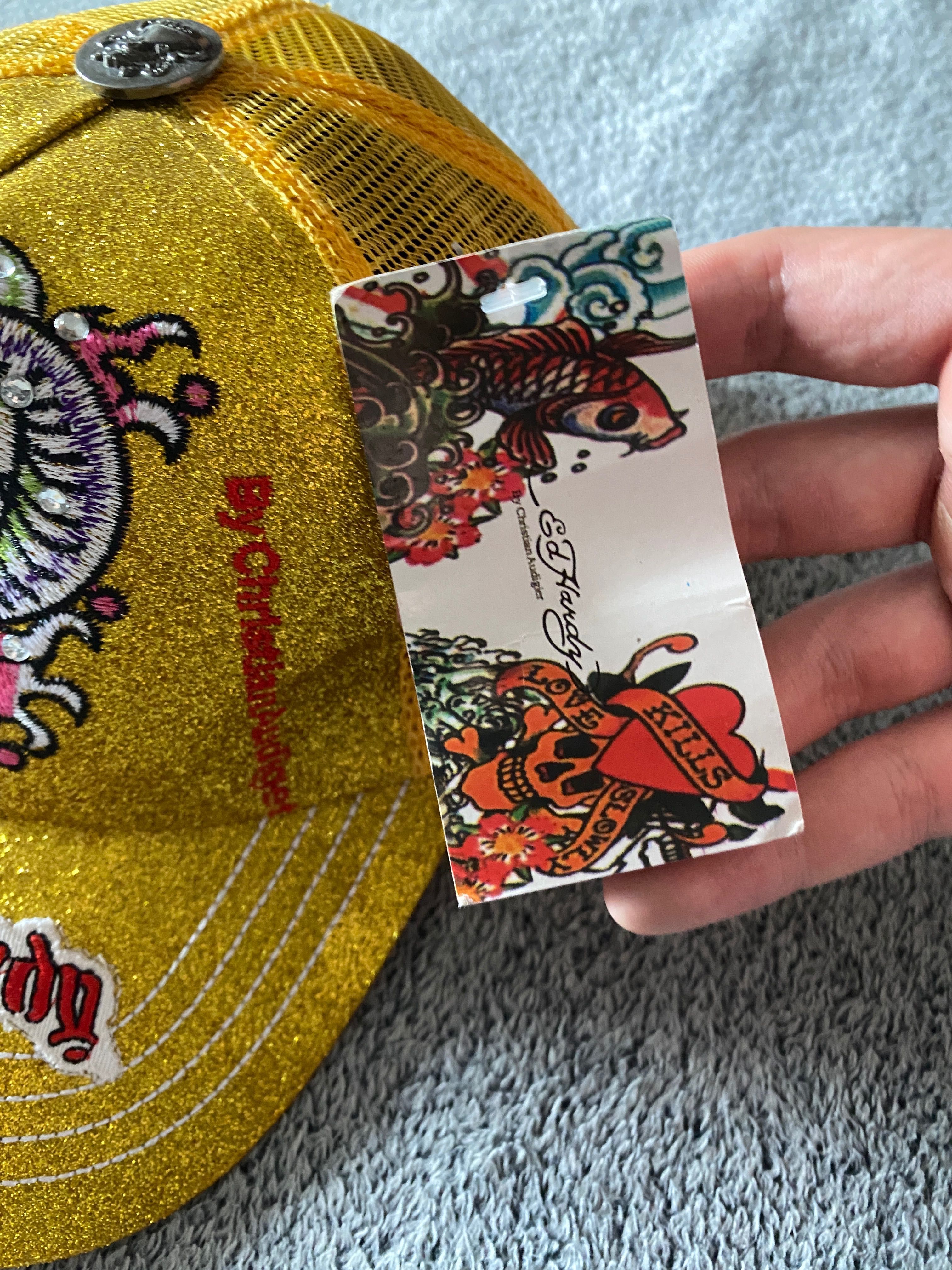 Кепка со стразами Ed Hardy Dragon (y2k)