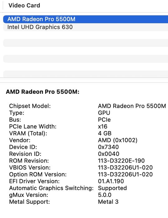 MacBook Pro 16 2019 Intel i9 32GB RAM 512GB Radeon 5500 4Gb