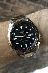 Zegarek Seiko 5 Automatic złoty czarny bransoleta Citizen Orient