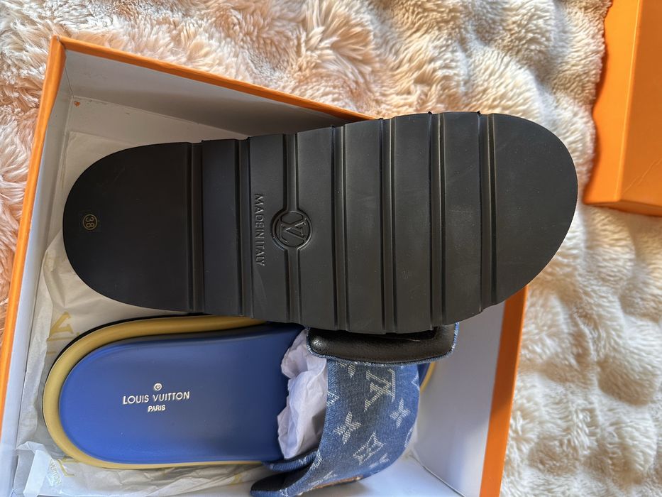 Chinelos Louis Vuitton Denim Monogram – NOVOS, tamanho 38
