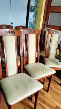 6 drewnianych masywnych krzeseł - stan idealny-
