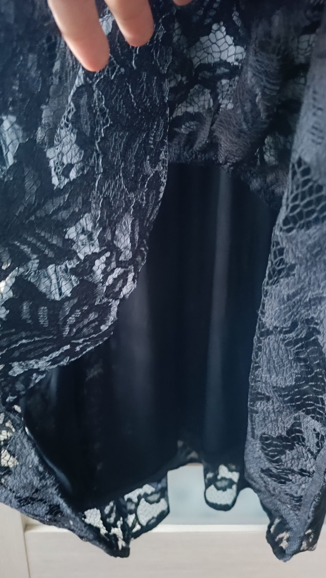 Sukienka koronkowa ażurowa czarna oversize hm Xl 42