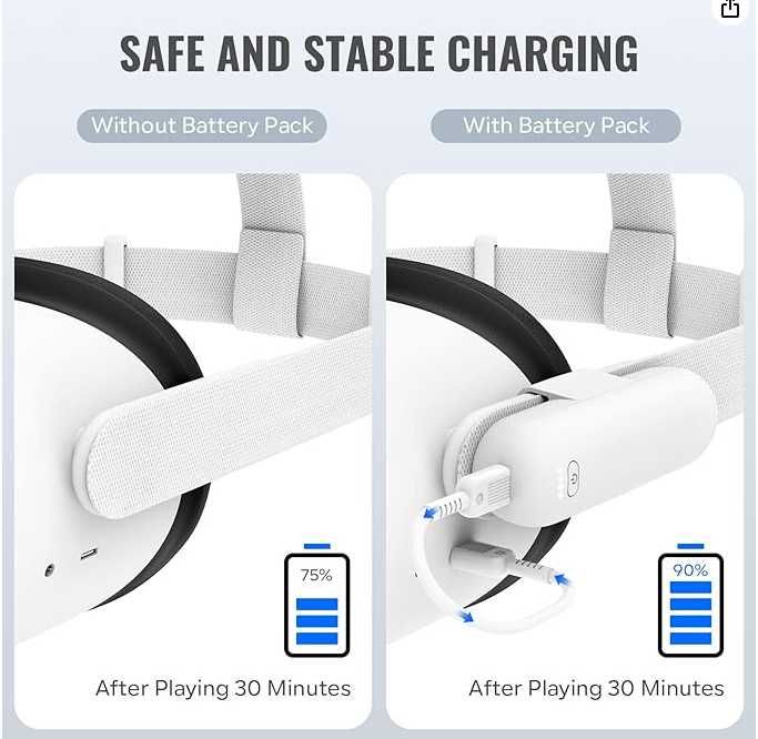 przenośny akumulator USB-C, kompatybilny z Oculus Elite Strap,