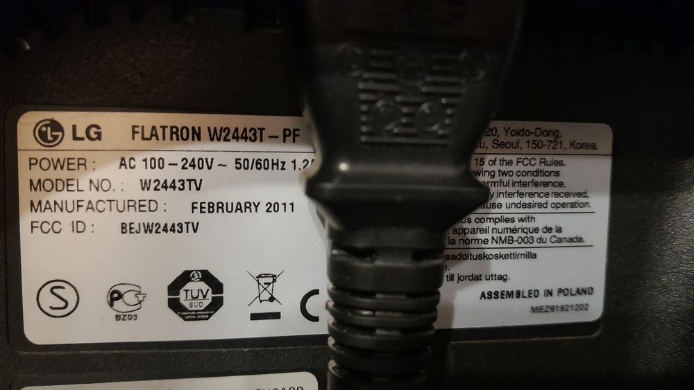 Monitor monitory 22" sprawne kompletne Lg W2242S E2240