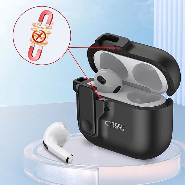 Etui Tech-Protect Slim Hook na AirPods 4 - czarne