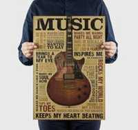 Cartaz "MUSIC" em papel Kraft estilo retro - novo