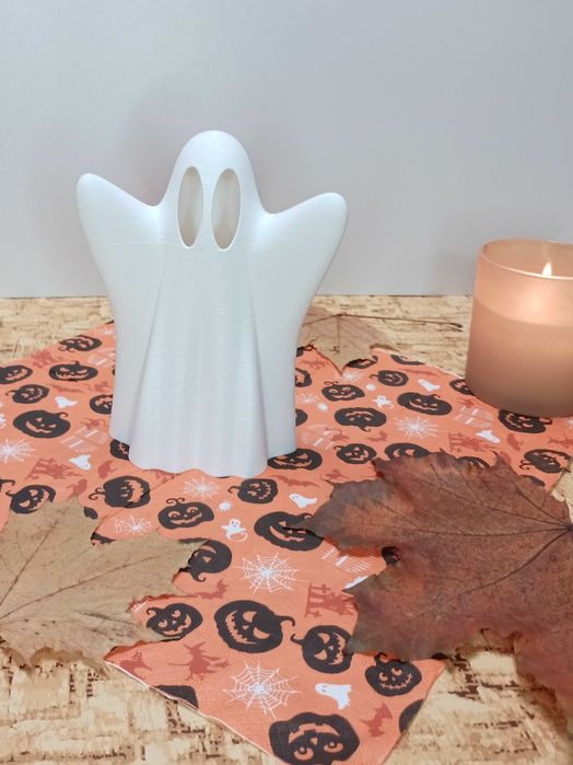 Biały duch Halloween ozdoba świecznik