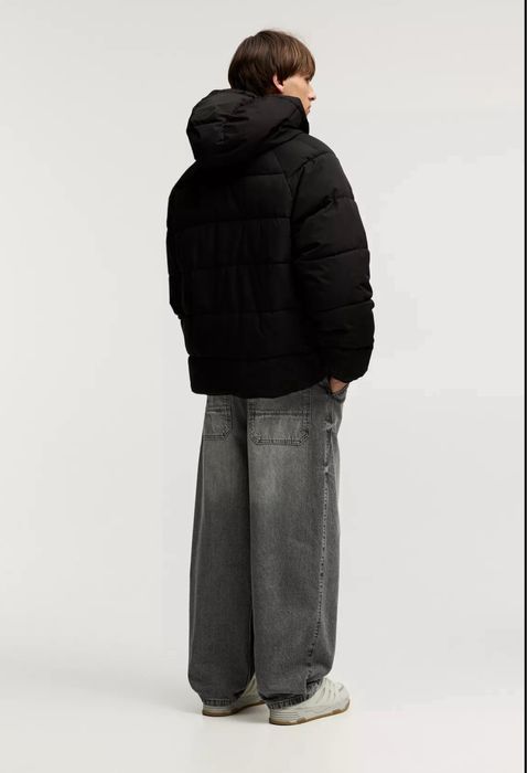 Куртка Pull&Bear Puffer Jacket Оригінал Зимова Мужская Черная Пуховик