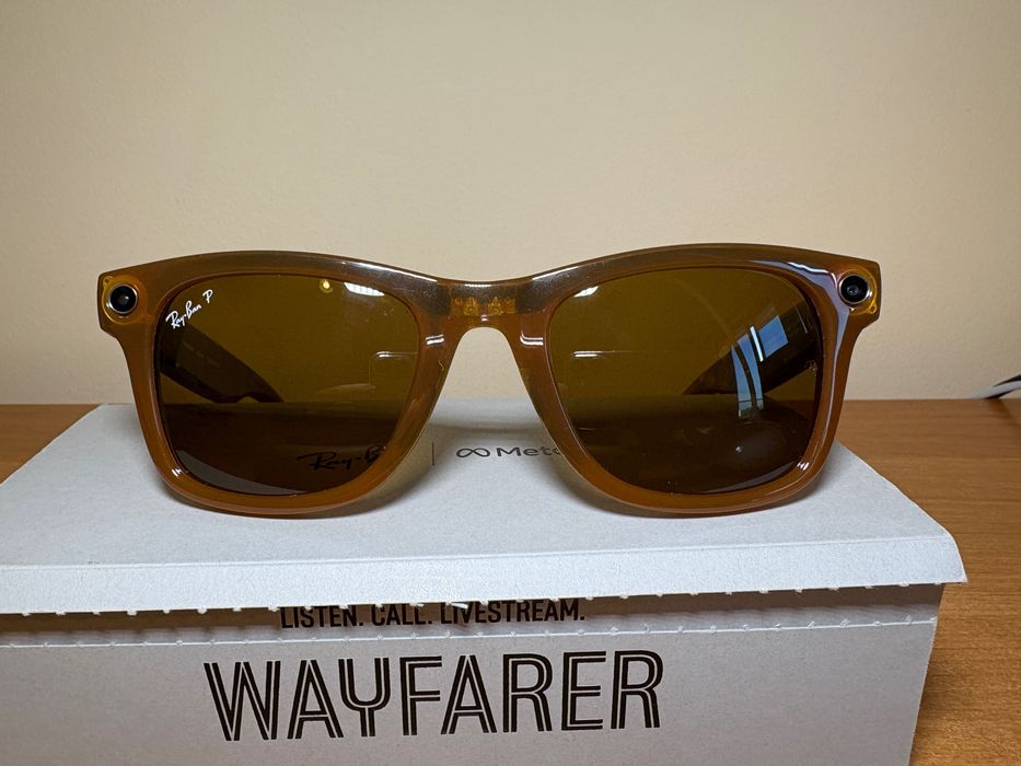 Gen 1 Okulary Ray Ban Meta Wayfarer Shiny Caramel Polar Brown S53