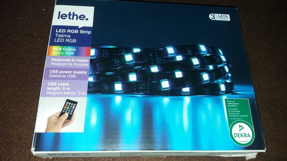 Taśma led rgb Lethe 2 sposoby zasilania usb lub na baterie 2szt