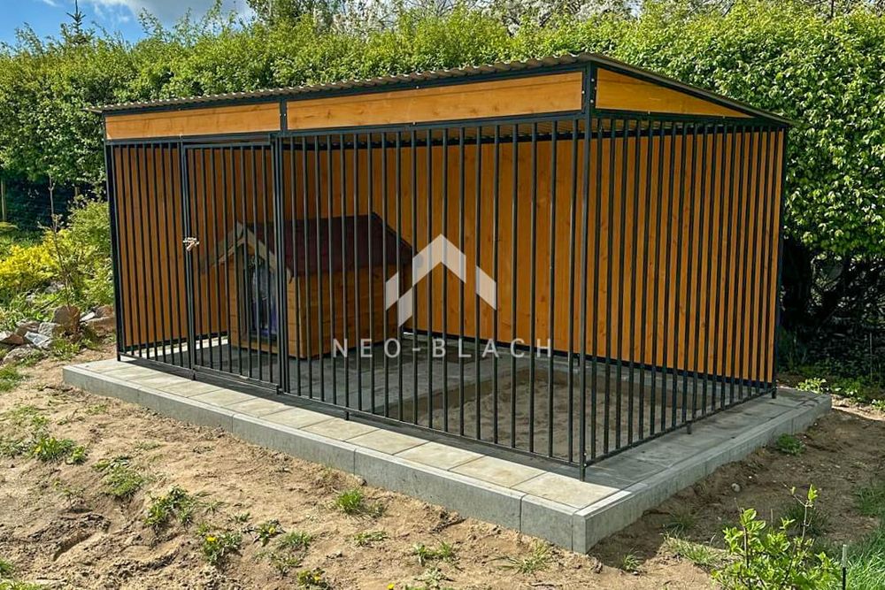 Kojec dla Psów 4x2m Wiatrołap - ściany zabudowane drewnem NB186 OLX