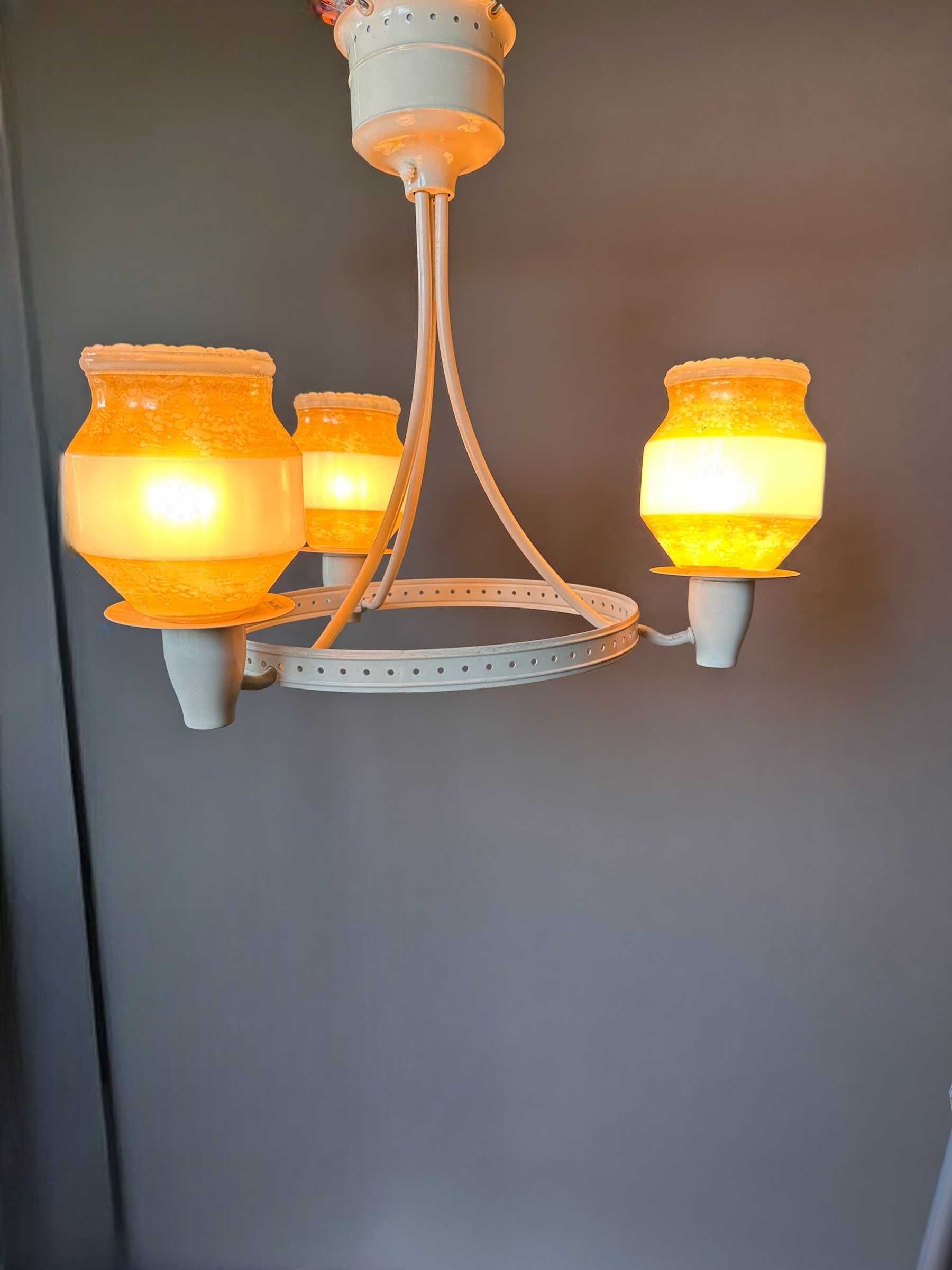 Żyrandol Vintage, schabby chic lampa romatic, boho 3 punktowa biały