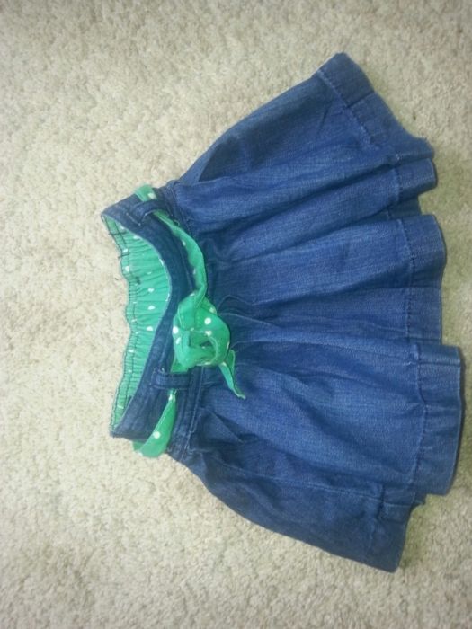Jeansowa spodnica z paskiem w  groszki rozm 18 m
