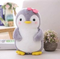 Плюшевий пінгвін з рожевим бантиком 23 см, мʼяка іграшка пінгвін