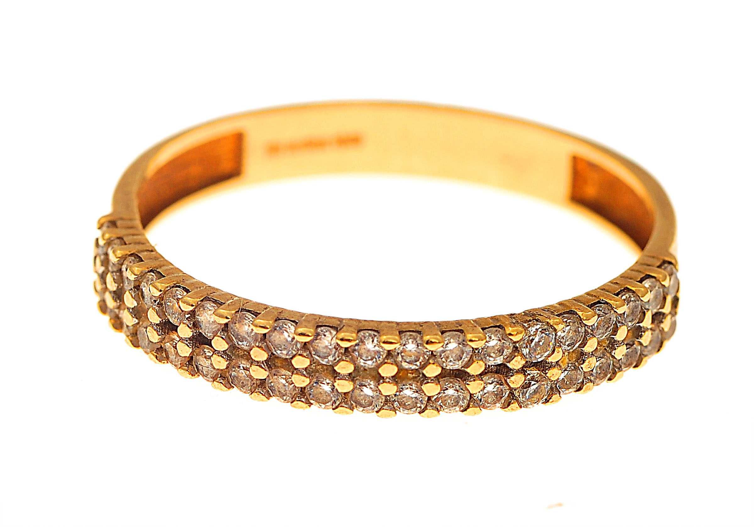Złoty pierścionek płaski z cyrkoniami 227123