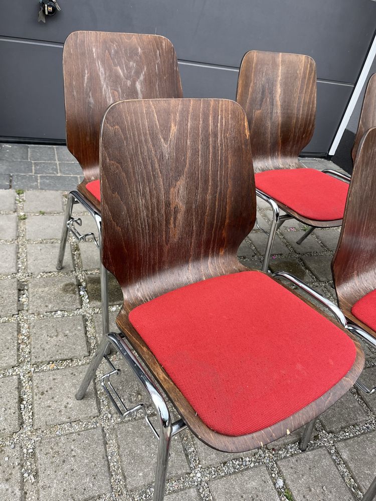 Komplet 6 pięknych krzeseł drewnianych vintage flototto