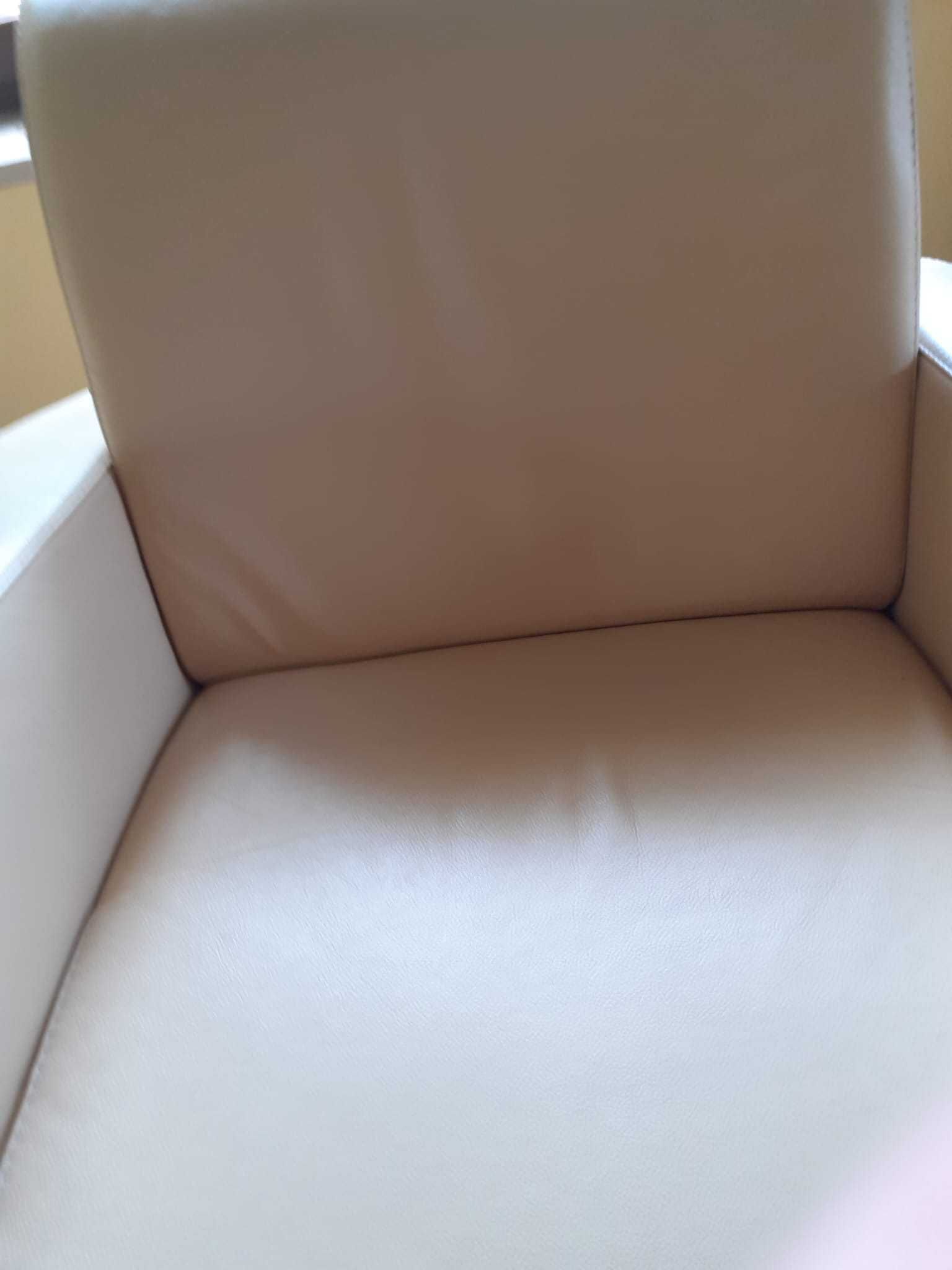 komplet mebli wypoczynkowych - sofa +2 fotele - kremowa skóra