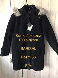 Płaszcz/ kurtka Barisal 100% skóra, czarna, damska, z kapturem, nowa z