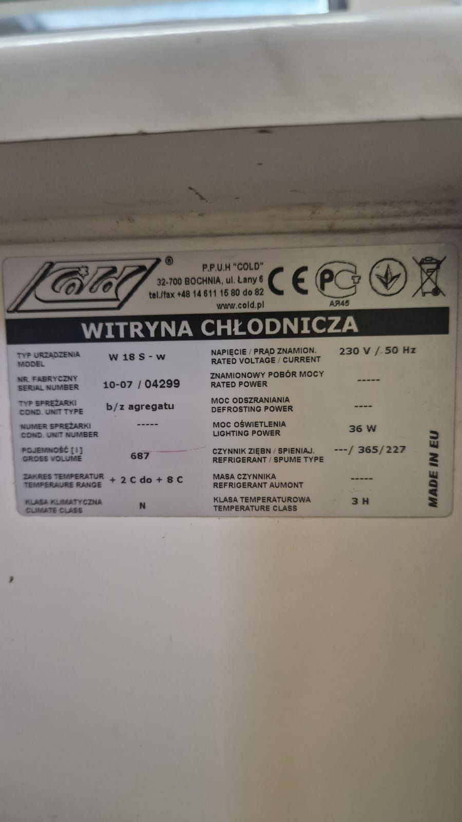 Lada witryna chłodnicza COLD 180 cm