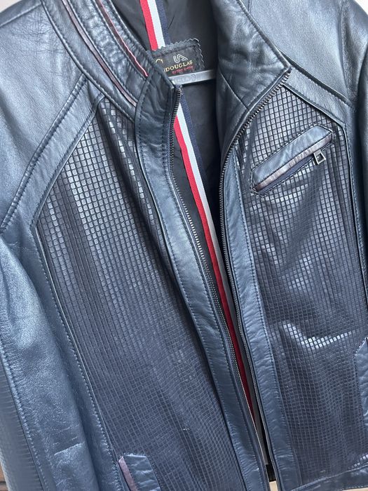 Kurtka skórzana męska S M Skóra granatowa