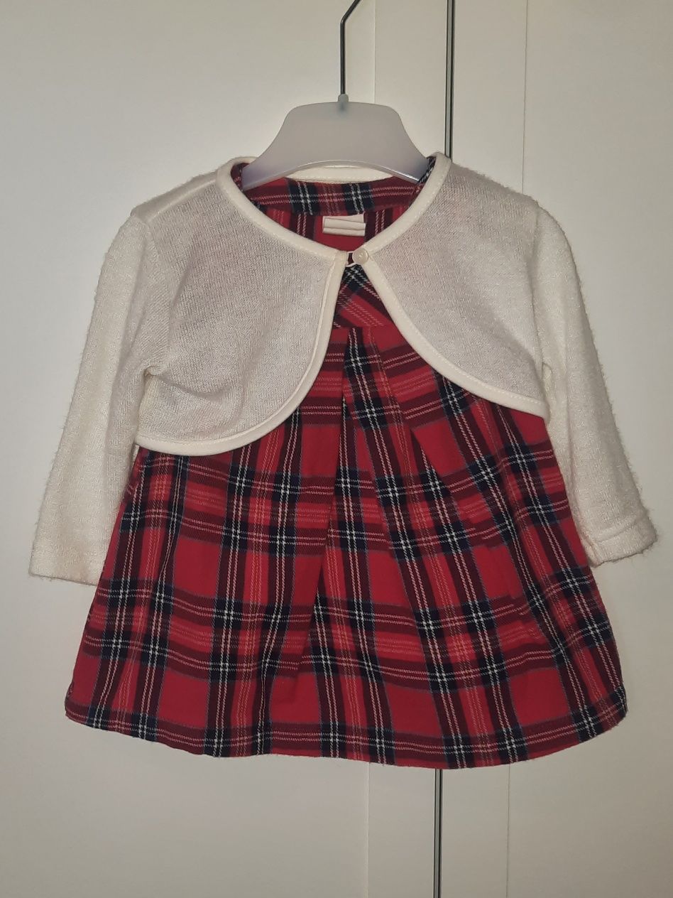 Klasyczna elegancka sukienka w kratę + bolerko rozm. 62