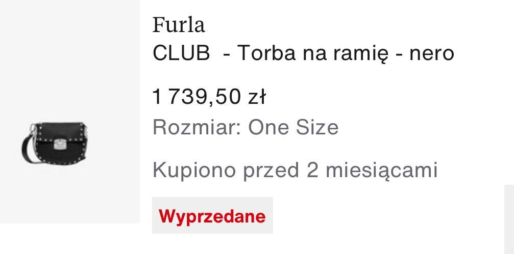 Torebka Furla Club czarna skóra natualna z nitami