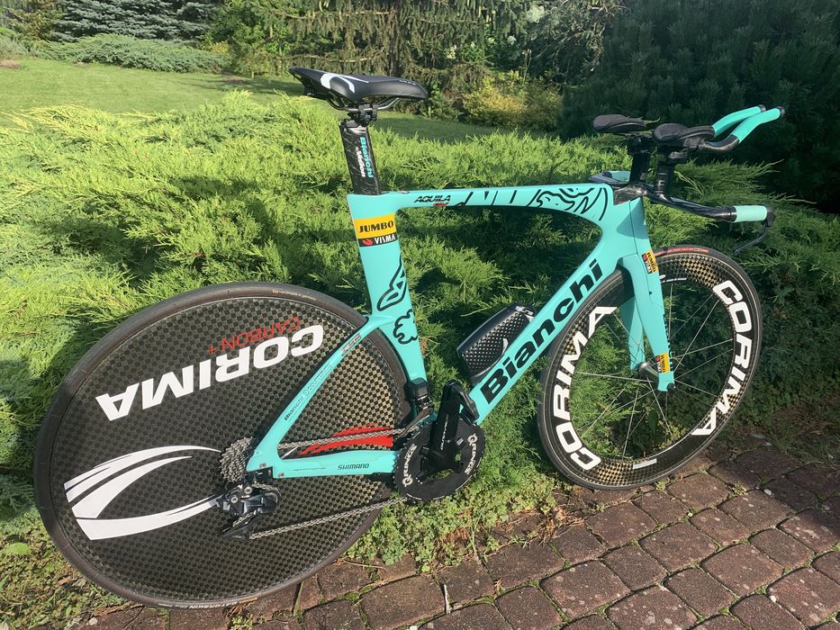 Bianchi AquilaCV czasow-tiathlo TT,TRI, Dura Ace, Di2, pomiar mocy x 2