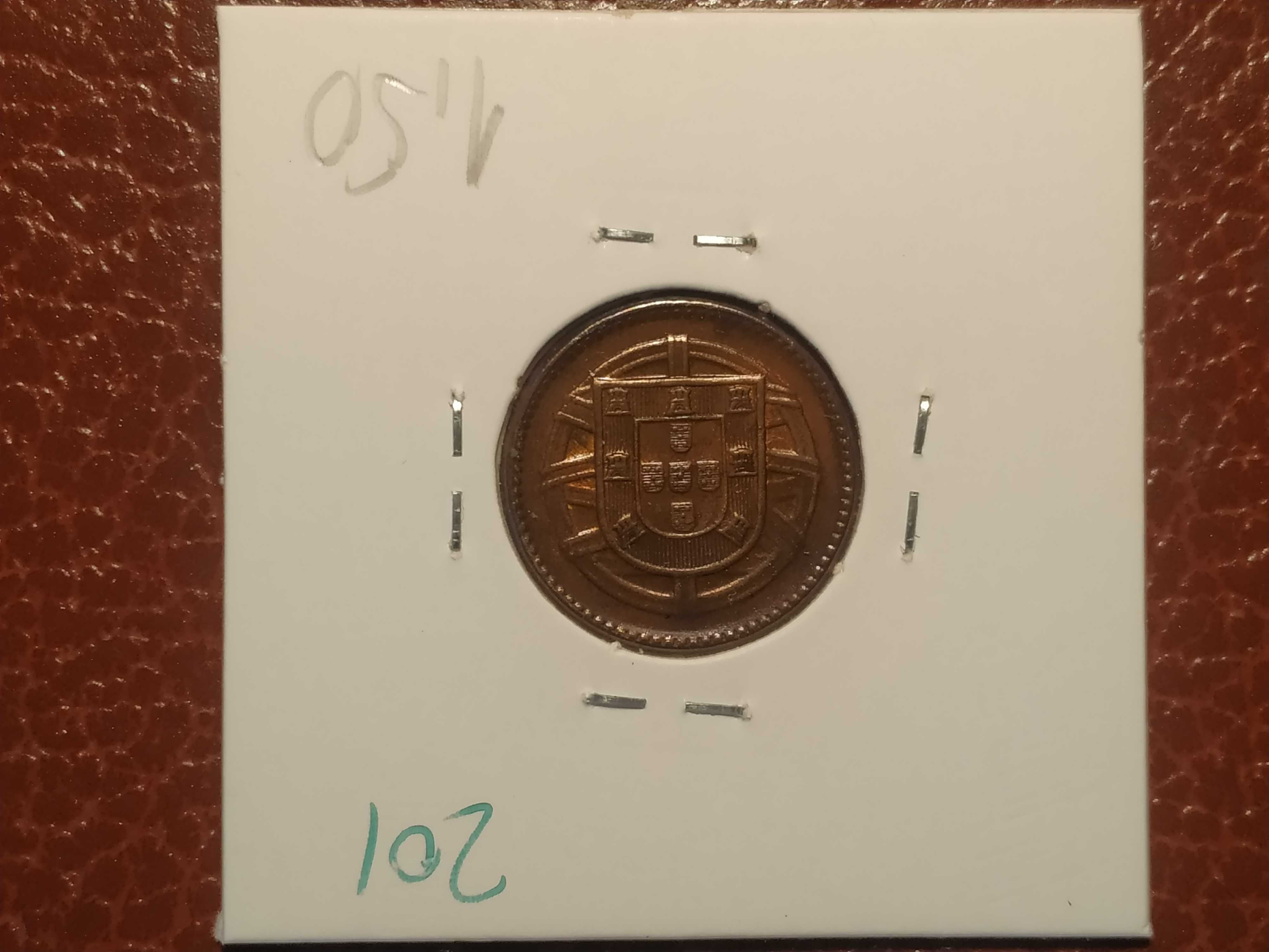 201 Portugal - moeda de 1 centavo de 1920 (com o P aberto)