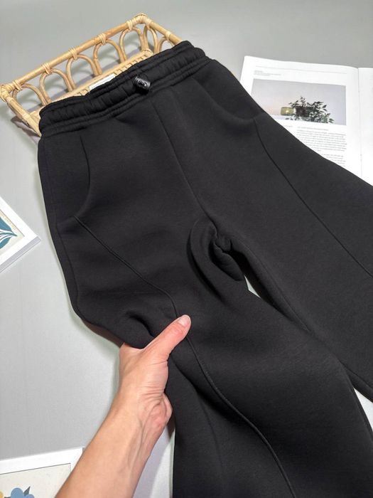 Штани широкі теплі на флісі палаццо чорні 10 11 12 13 14 15 років