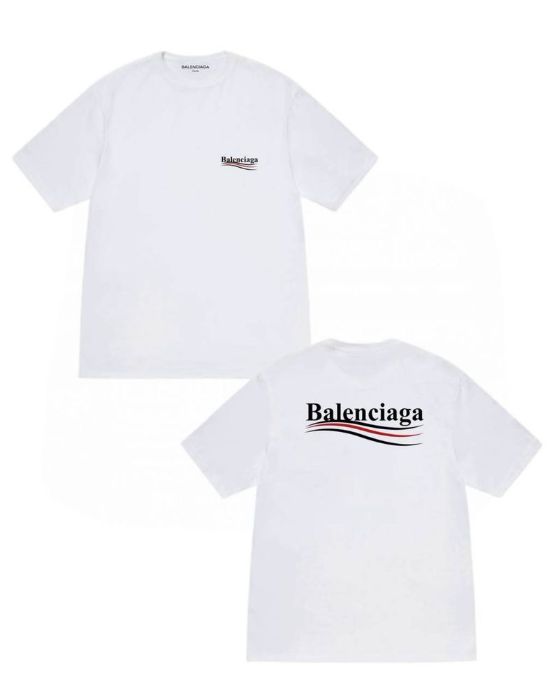 Мужские футболки Balenciaga BB черная белая унисекс баленсиага