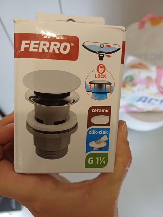 Korek klik umywalka biały ferro