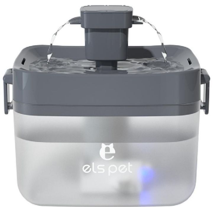 Фонтан-поилка для кошек и собак ELS PET 1.5L с LED подсветкой и фильтр