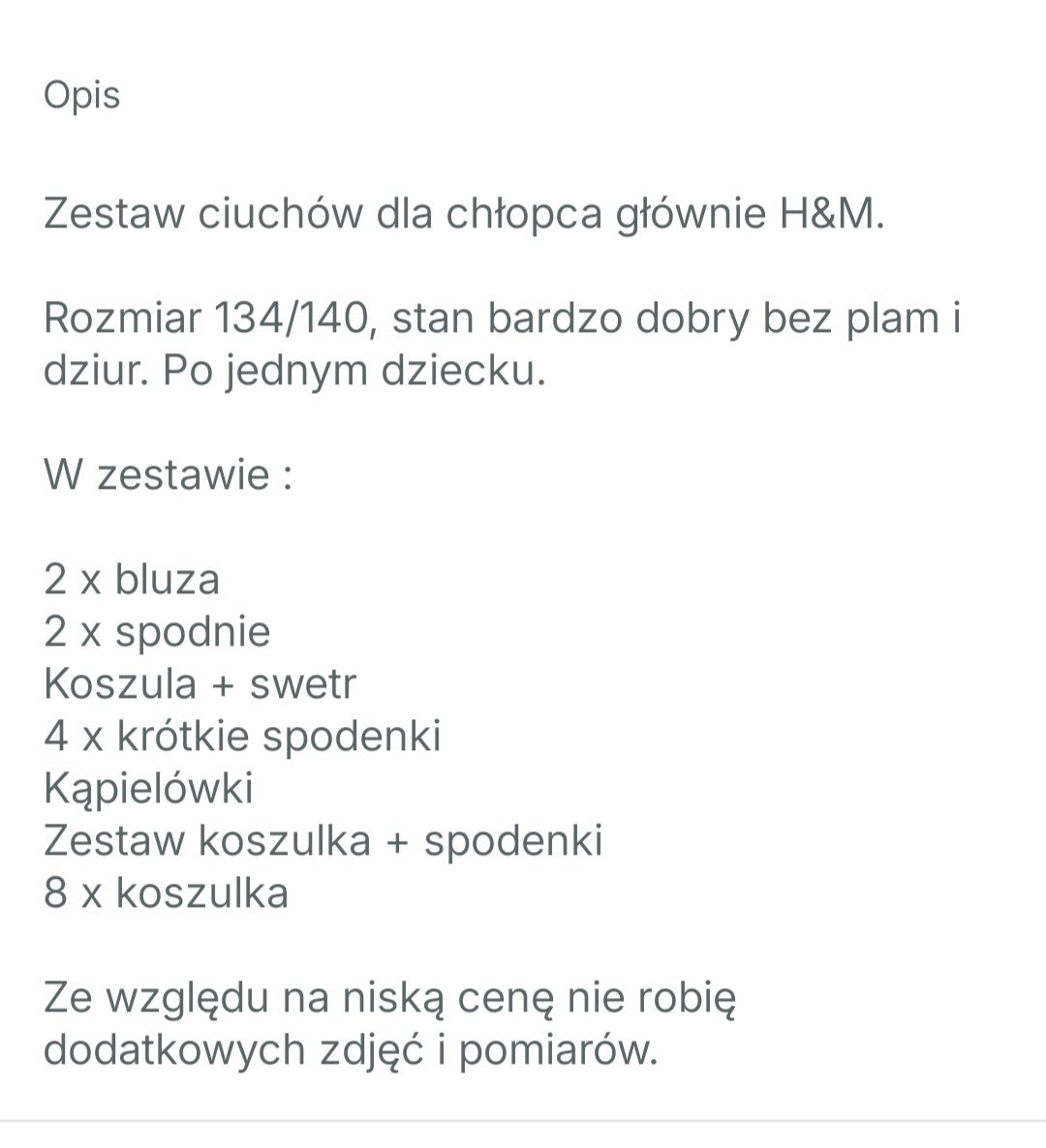 Zestaw ciuchów dla chłopca 134/140 H&M