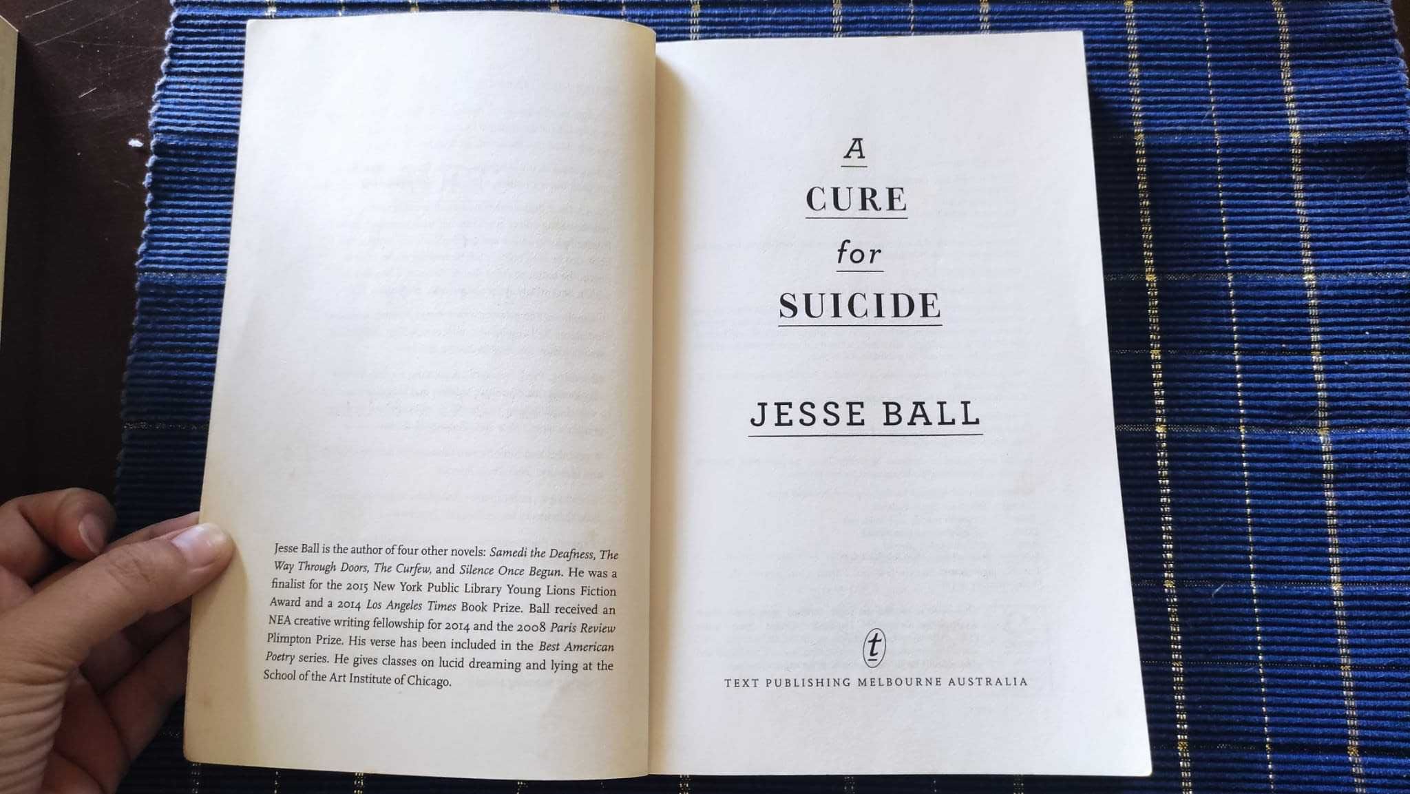 Livro "A cure for suicide - A novel", Jesse Ball