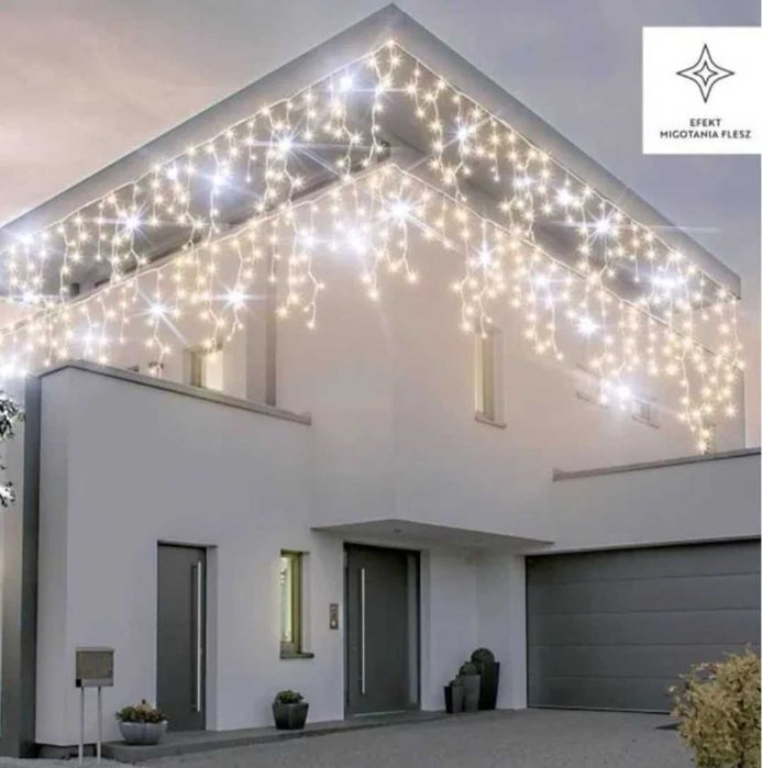 Kurtyna 500 LED biały ciepły z fleszem