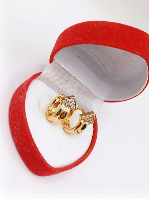 Kolczyki pozłacane kółka kółeczka z brylancikami stal chirurgiczna CA7