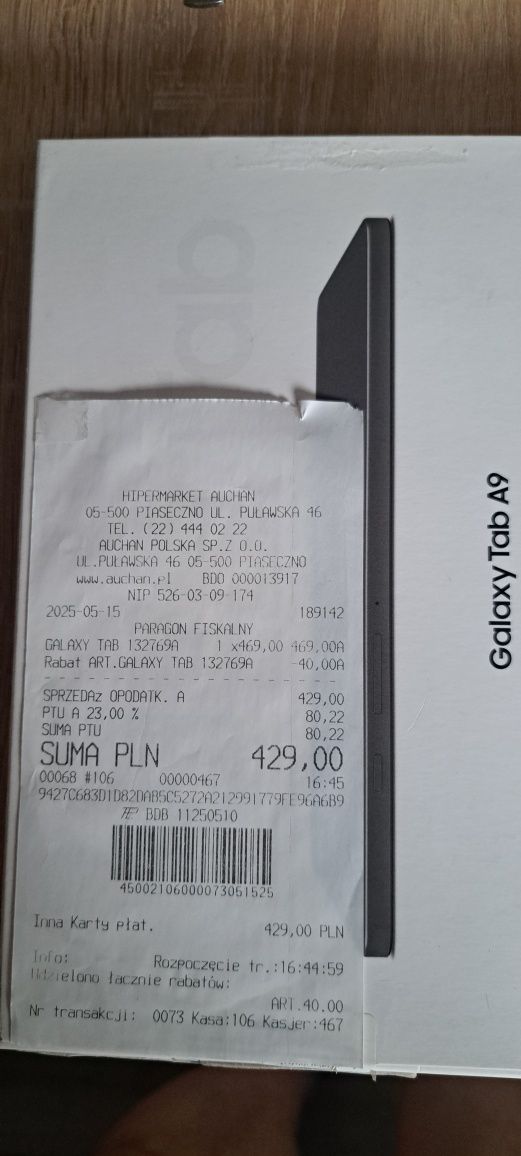 Tablet Gslaxy Tab A9 grafit
