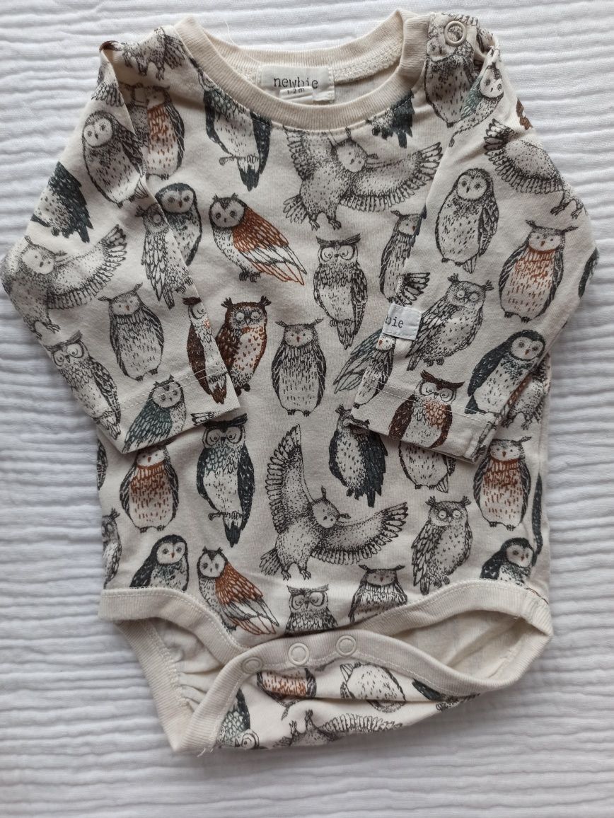 Zestaw ubranek Newbie 56 body spodnie sowy miś