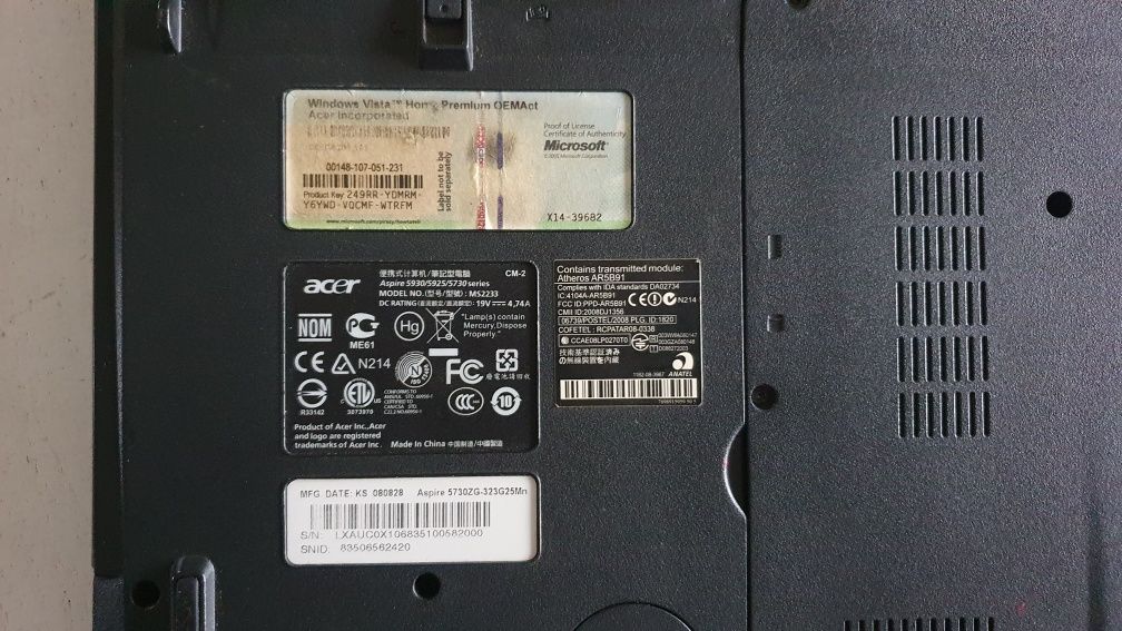 Acer Aspire 5730ZG wyłącza się